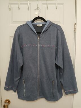 Alfred Dunner Woman Hoodie Zip Cardigan Jacket